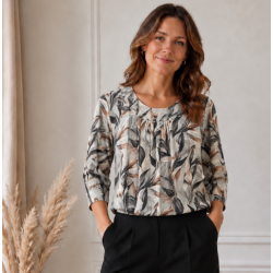 Mongul Pil Blouse Leaves Grey
