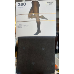 Decoy Fleece Tights 280den 16959 1150 Black w. Hearts
