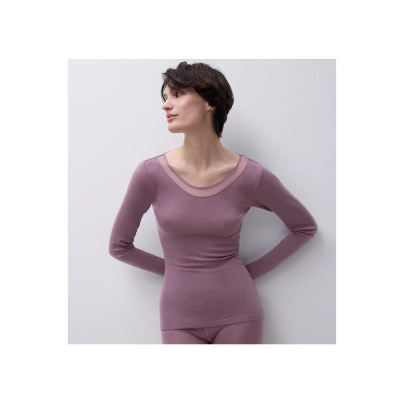Femilet Juliana Blouse 100% Merino Wool LS FN1584 05C Hyacinth