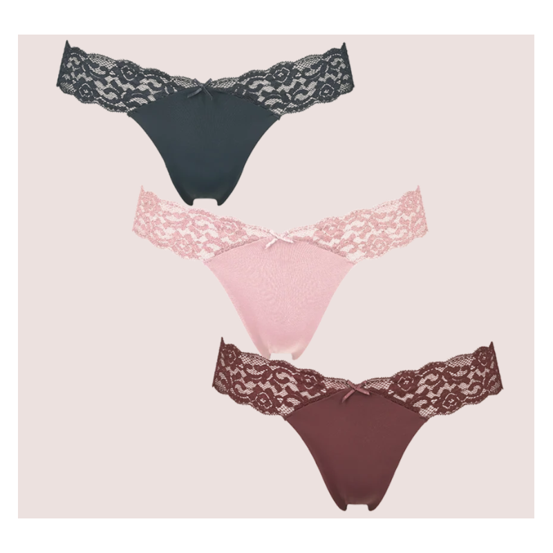 Missya Seamless String w/Lace on Side 3-Pack 14908 152 Brown