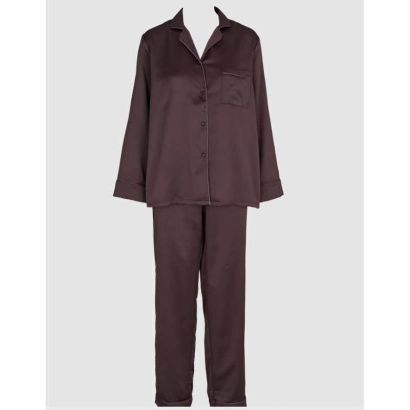 Missya Leo Satin Pyjamas AOP 14484 044 Dark Brown