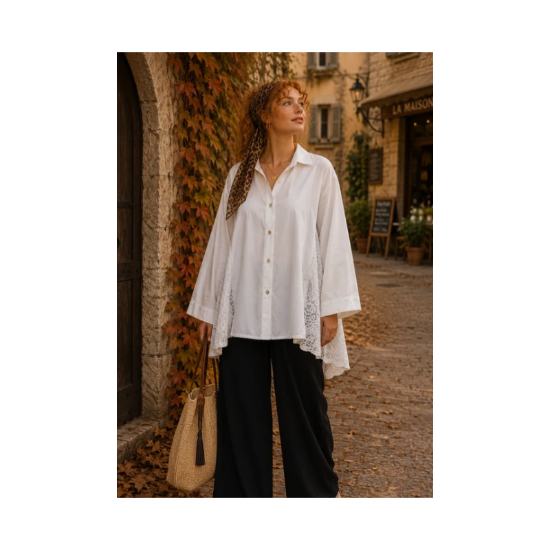 JORGIE +Size Shirt w. Lace Back White