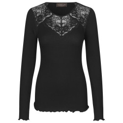 Rosemunde Silk T-shirt 6988-010 w. Lace Black
