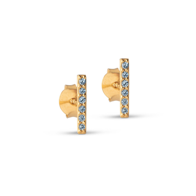 Enamel Stud Felia Gold/Blue CZ