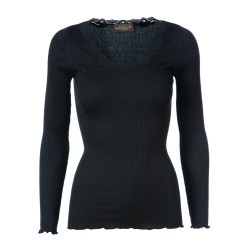 Rosemunde Silk T-shirt w. Lace 5369-010 Black